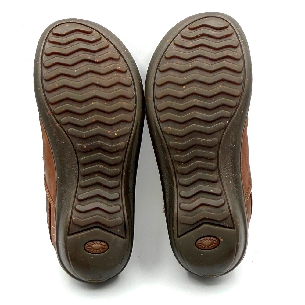 UGG Bettey Leather Clogs Womens 6 Brown Shearling Lined Mules Cozy Fall Celtic - Picture 7 of 12